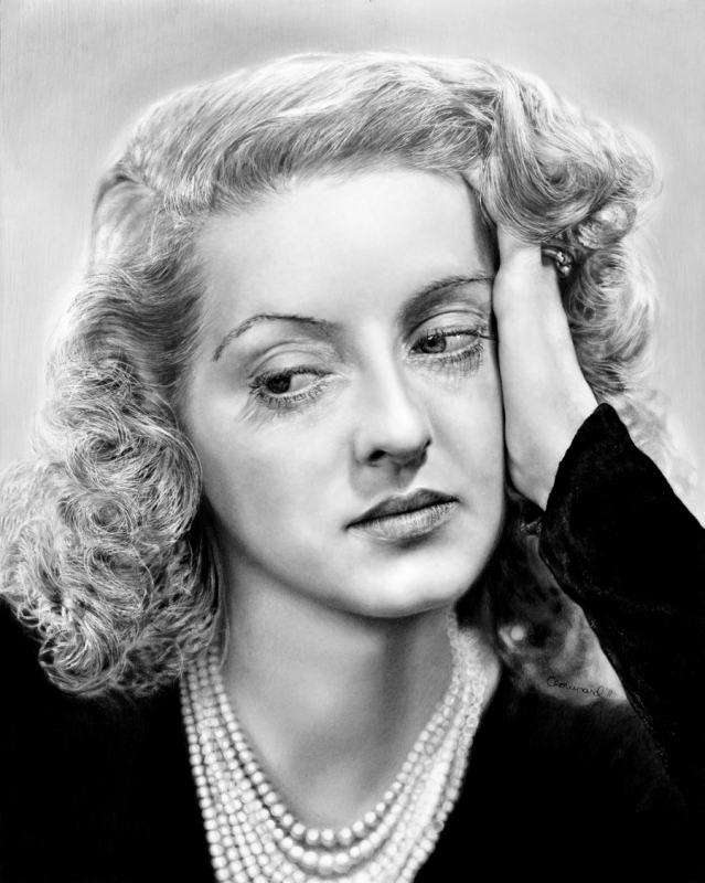 GREAT MOMENT IN PEARL HISTORY: Drawing of Bette Davis Wearing Pearls ...