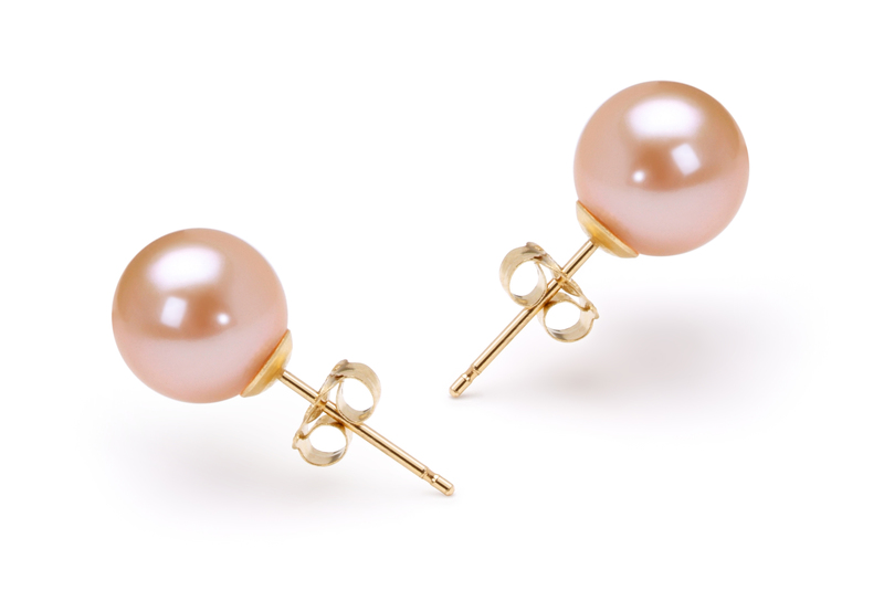 7 8mm Aaaa Quality Freshwater Cultured Pearl Earring Pair In Pink