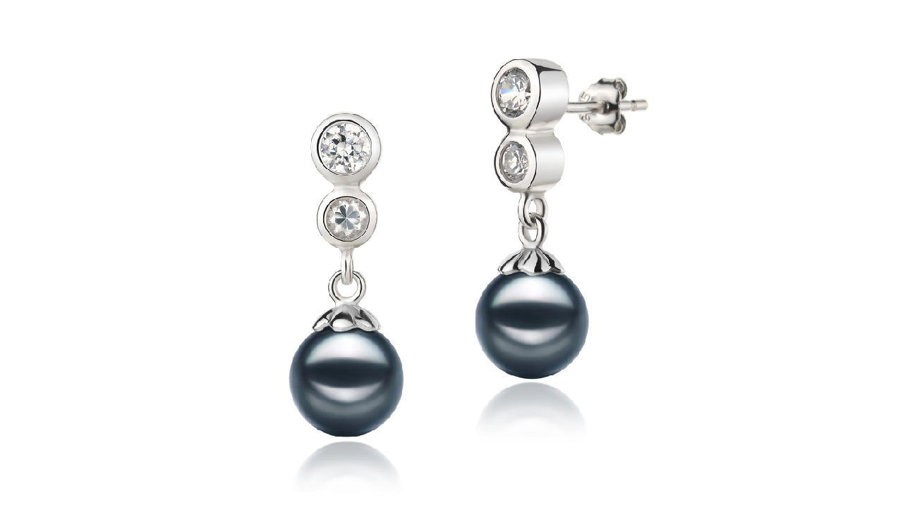 Black Pearl Earrings   Black AK E 2x 